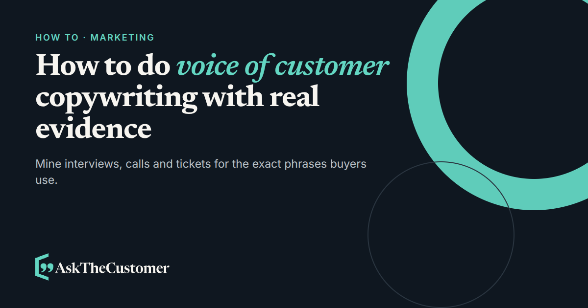 Title card for the guide to voice of customer copywriting with real evidence